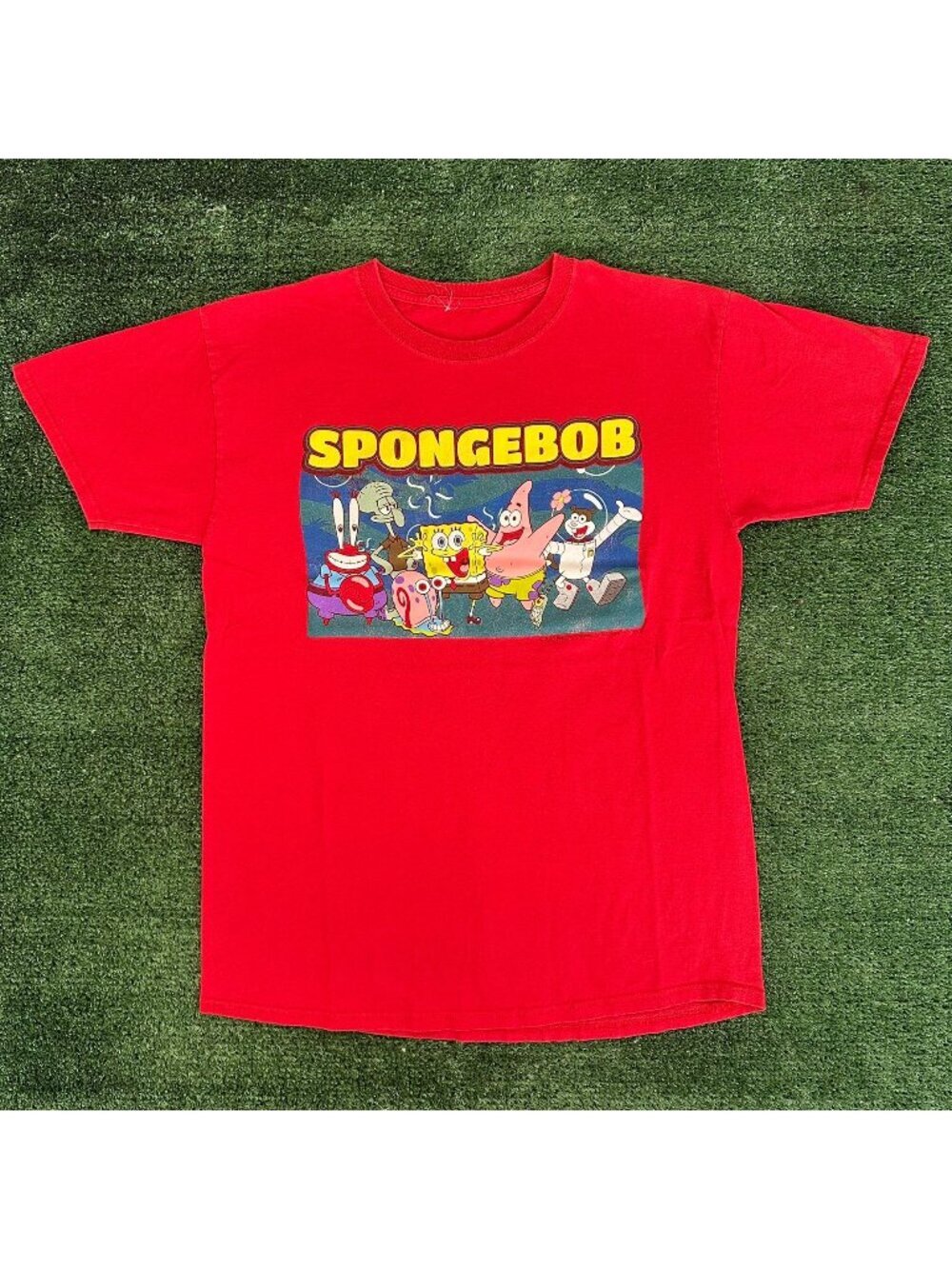 Vintage Y2K Nickelodeon SpongeBob SquarePants T-Shirt Red S TV Cartoon Kidcore